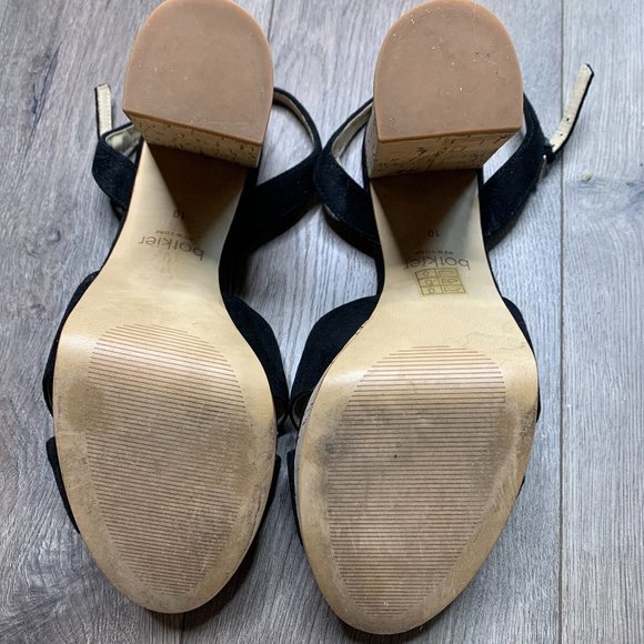 Botkier | Size 10 Black Velvet Open Toe Cork Heels - Picture 8 of 10